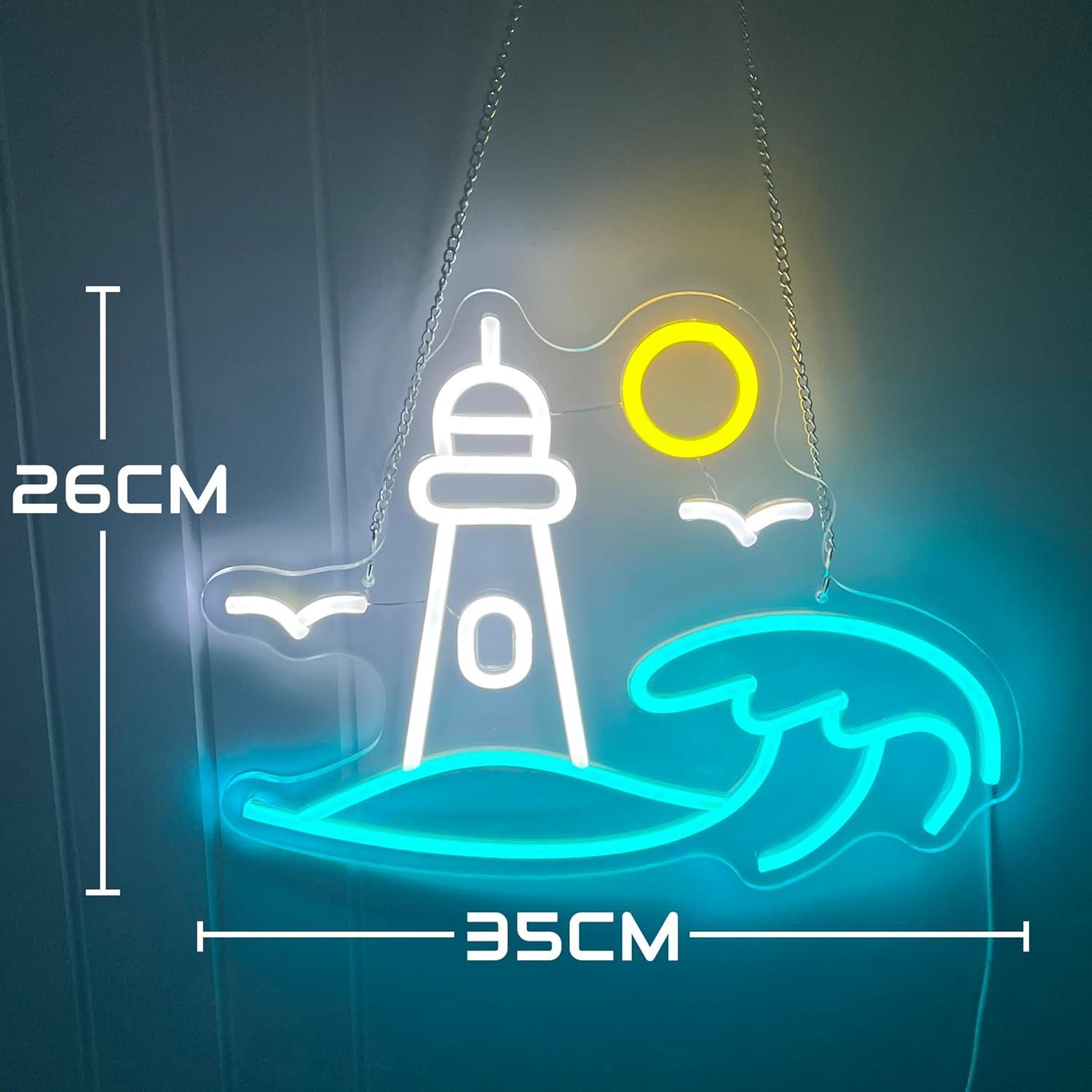 Lighthouse Scene Neon Sign Sea - Party Games Night ulasan dan harga
