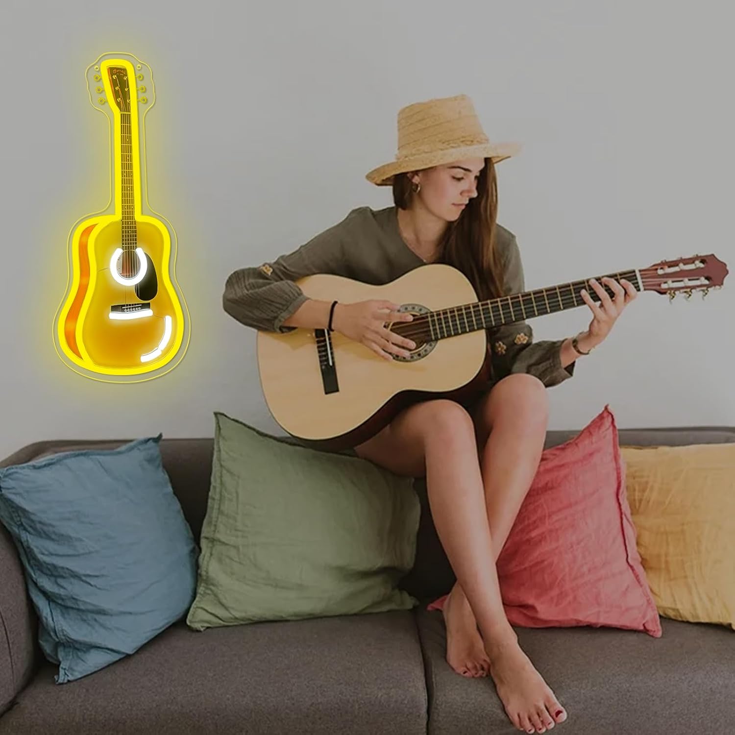 Acoustic Guitar LED Neon Sign  - Party Games For Christmas ulasan dan harga